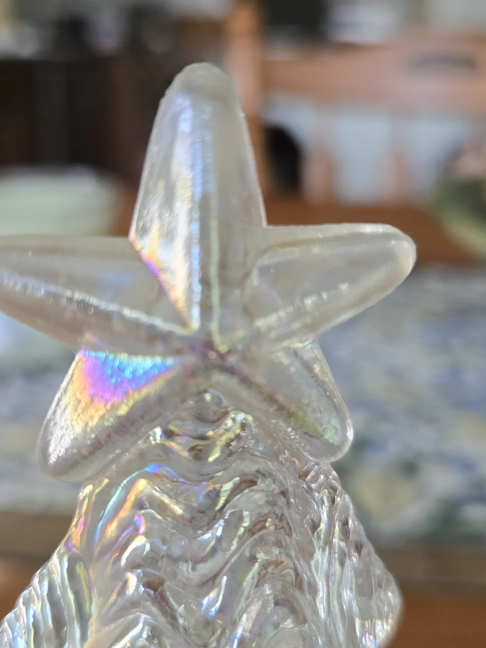 Vintage Iridescent Glass Light-Up Christmas Tree with Bear